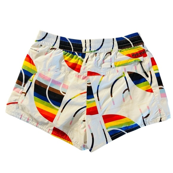 THE NORTH FACE WOMEN’S ATHLETIC SHORTS WHITE & RAINBOW COLORS SIZE SMALL - Picture 2 of 12